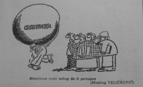 Stabilisation as a burden on the worker's back "We'll call someone to help you" say the white collars (Zetatrans, Titograd, broj 54, 1983, str. 14)